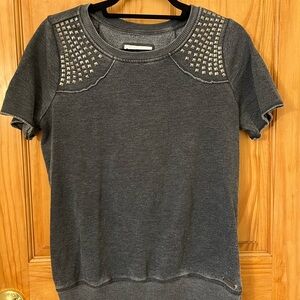 Marc New York Performance Women Large Gray Shirt With Studded Shoulders